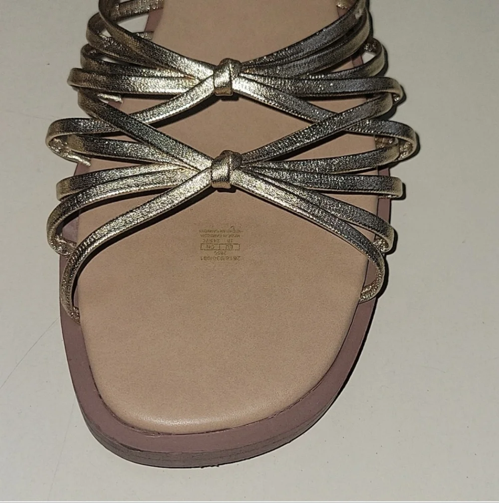 ZARA GOLD Strappy Knot Sandals Size 7.5 - Picture 5 of 15